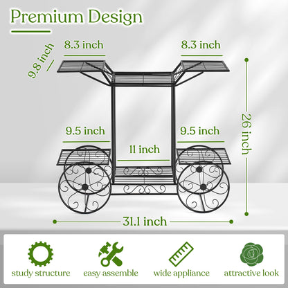 Sorbus® Garden Cart Stand & Flower Pot Plant Holder Display Rack, 6 Tiers, Parisian Style - Perfect for Home, Garden, Patio (Black)
