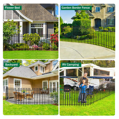 GILPWA 10 Panels Decorative Garden Fence, 32in(H)×24Ft(L) Heavy Duty Twist Outdoor Dog Fence Rustproof Metal Square Tube No Dig Animal Barrier Border Fencing for Temporary Yard Patio Landscape