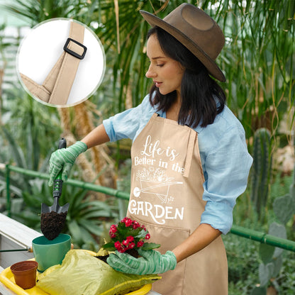 Breathffy 3 Pcs Funny Gardening Aprons for Women Waterproof Garden Apron with Pockets Floral Aprons for Gardener Plant Lover Gifts for Mom Grandma Wife Mother's Day Birthday Housewarming