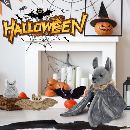 Tezituor 4Pcs Realistic Bat Stuffed Animals Set, 32inch Large Mommy Stuffed Bat with 3 Cute Babies for Boys Girls, Hugging Soft Bats Plushies Toy Gift for Halloween Party Decoration