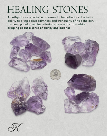 KALIFANO Rough Amethyst with Healing & Calming Effects - AAA Grade High Energy Raw Amatista with Information Card - Reiki Crystal Used for Stress Relief and Tranquility (Family Owned and Operated)