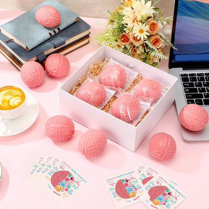 Hollowfly 72 Set Growth Mindset Gift Brain Stress Balls Bulk with Motivational Cards Back to School Stress Balls Gifts Funny Relief Toy for Students Classroom Employee Appreciation for Coworker