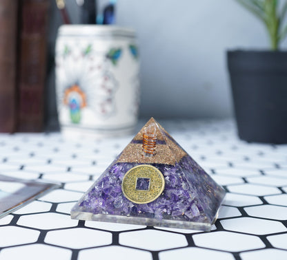 55mm orgone pyramid Amethyst protection crystals reiki supplies
