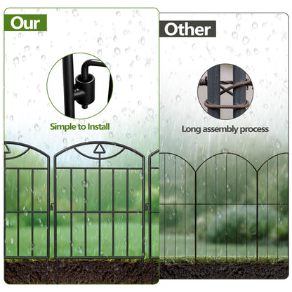 Garden Fence 17in (H) x21ft (L), 20 Pack Rustproof Metal No Dig Animal Barrier, Decorative Garden Border Fence Panels, for Dogs, Flower Bed, Patio