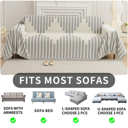 HAOMAIJIA Boho Sofa Covers Couch Covers for 3 Cushion Couch Sofa Pet Friendly Soft Thick Non Slip Couch Cover for Dogs Washable Sectional Couch Covers L Shape Furniture Protecto (Grey, 71"x118")