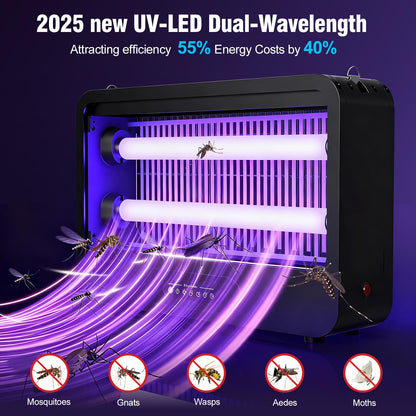 Electric Bug Zapper Indoor, Mosquito Zapper with 3500V Powerful Dual Grid & Remote, Fly Zapper Fly Trap Insect Killer for Patio Yard Home Kitchen Camping - Including 2 Replacement Bulbs (Black)