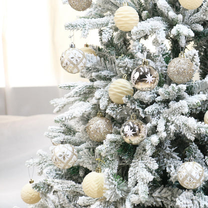 YINGQIWISH 2.36In Velvet Christmas Ball Ornaments, 25PCS Champagne Flocked Christmas Tree Hanging Decorations, for Home Holiday Wedding Indoor Xmas Party Decor.