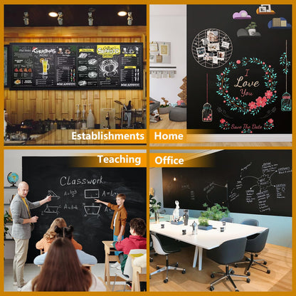 JUMUBOARD Self-Adhesive Chalkboard Sticker, 94.48" x 47.24" Magnetic Receptive Blackboard Wall Film, No Ghosting, Easy Write & Clean | Peel & Stick for Office, Home & Classroom,Incl. Accessories