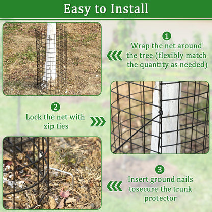 12p Tree Protectors from Deer,16.5 Inches High Pre-Curved Metal Mesh Tree Trunk Protector Stackable Vertically or Horizontally, Tree Tubes Wrap for Saplings and Fruit Garden