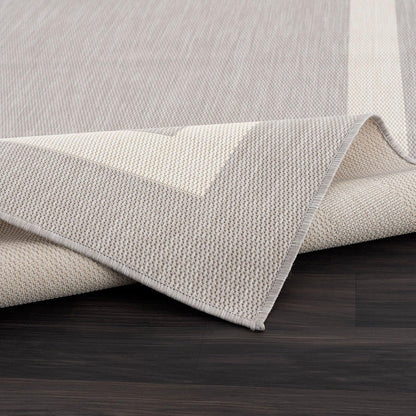 CAMILSON Outdoor Rug 6x9,Modern Outside Rugs for Patios Porches Waterproof Durable Washable Non-Shedding, Easy-to-Clean Indoor Outdoor Area Carpet (6 x 9, Bordered - Gray/White)