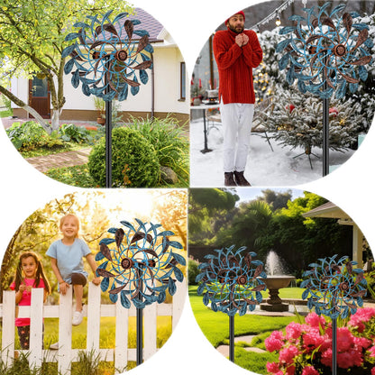 360° Wind Spinners Outdoor, Wind Sculptures Windmill with Metal Stake, 63.2" Kinetic Large Metal Yard Art Decor Spinners Pinwheels for Garden Outside Patio Lawn