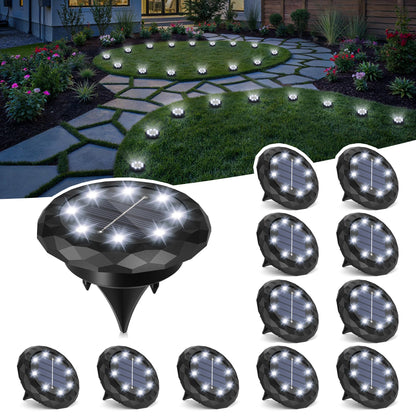 SOLPEX Mini Solar Ground Lights, 12 Pack Solar Lights Outdoor Waterproof, Landscape Lighting for Garden Pathway Driveway Walkway (Cool White)