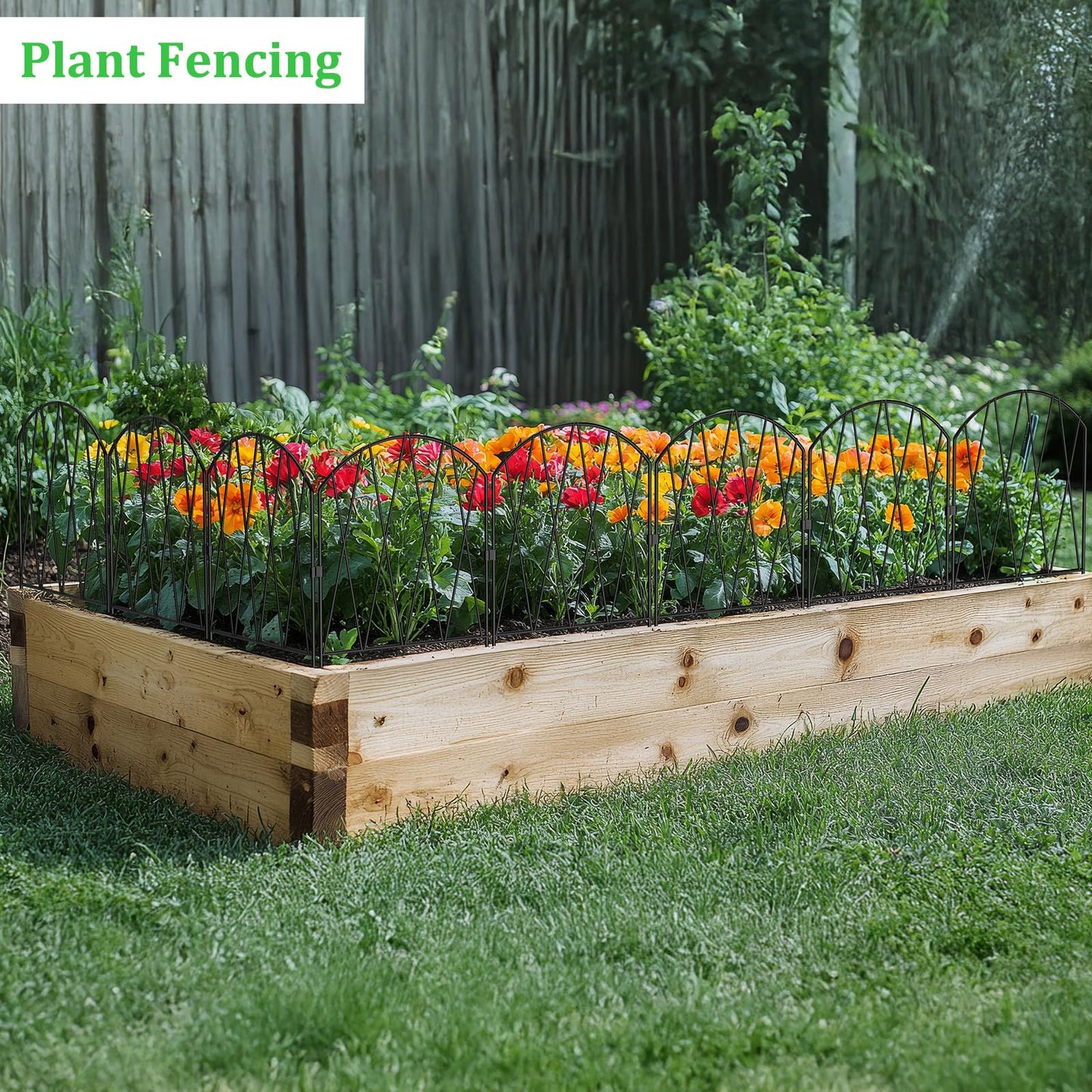 10 Pack Decorative Garden Fence Animal Barrier,11ft(L) x 16in(H) Rustproof Metal Wire No Dig Fence Border for Dogs,Anti Digging Flower Edging for Outdoor,Landscape,Patio & Yard,Arched
