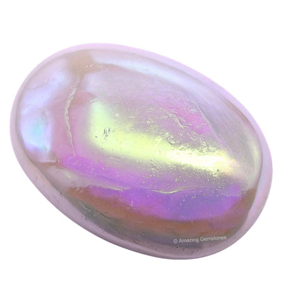Amazing Gemstone Angel Aura Quartz Crystals and Healing Stones - Large Palm Stone Crystals Piedra - Crystal for Good Luck, Positive Energy, Meditation - Unique Stocking Stuffers, Gifts for Women, Men