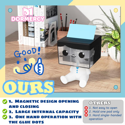 Dormercy Pop-up Notes Dispenser for Desk, Idea Boy Sticky Note Holder for Office School, Cute Office Supplies, 3x3 in, Magnetic Design, White, 1 Pack
