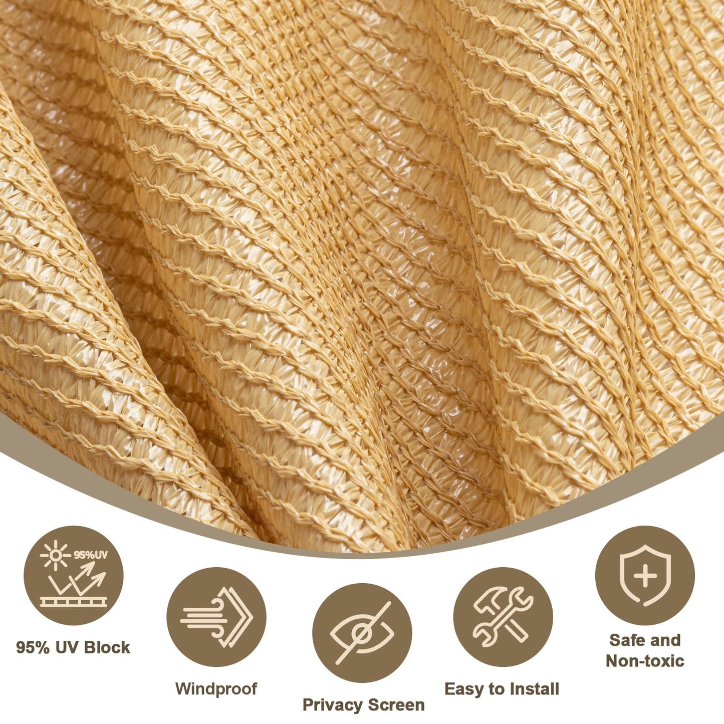 LOVE STORY Shade Cloth 4/6/8/10/12/20FT Sun Shade Screens Fabric Pergola Shade Cover Mesh Tarp with Grommets for Patio Deck Garden, 6'x12' Sand