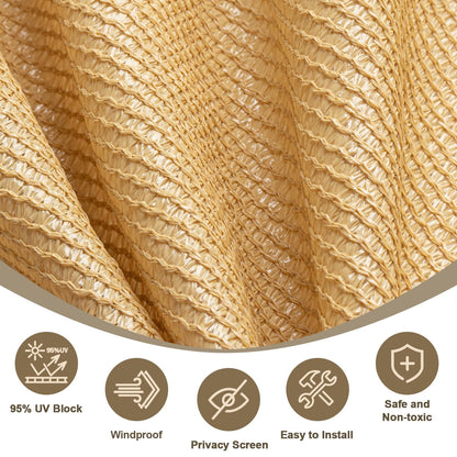 LOVE STORY Shade Cloth 4/6/8/10/12/20FT Sun Shade Screens Fabric Pergola Shade Cover Mesh Tarp with Grommets for Patio Deck Garden, 6'x12' Sand