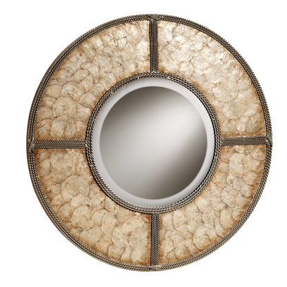 Touch of Class Capiz Shell Round Wall Mirror Gold