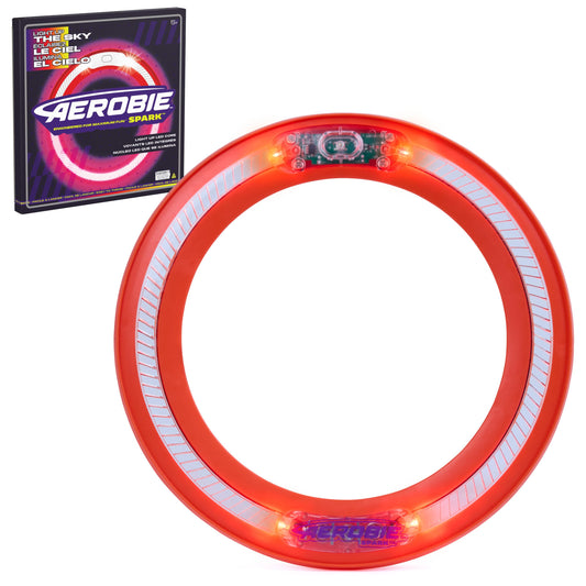 Aerobie Spark Outdoor Flying Disc with LEDs, Light-Up Flying Ring for Kids Parties and Backyard Games, Teen Boys Gift Ideas, Kids Toys for Ages 5 & Up, 12”