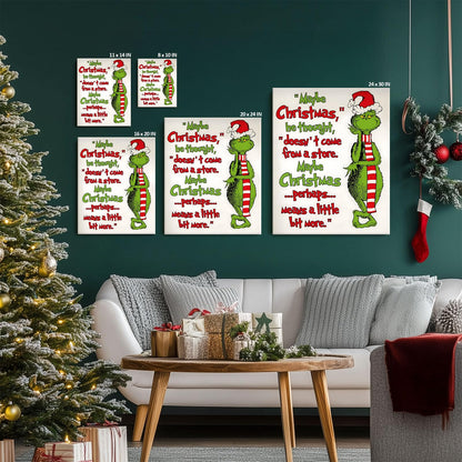 Christmas Canvas Wall Art Decor - “Maybe Christmas Means a Little Bit More” Holiday Quote Decor - 16x20 inch Whimsical Festive Wall Decoration for Room or Office - Premium Quality Canvas Print