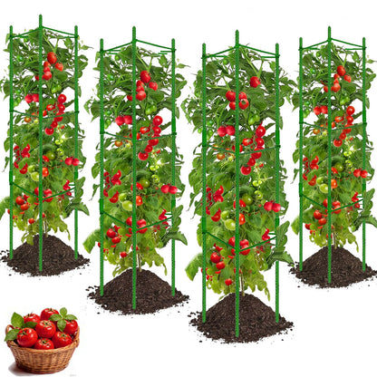 Yongblus 4Pack Tomato Cage for Garden Plant Support, Up to 48inch Garden Stakes Tomato Cage, Tomato Trellis for Potted Plants, Tomato Cages Plant Stakes Trellis for Climbing Plants Vegetables Flowers