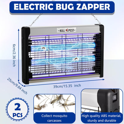 Qualirey Electric Bug Zapper Summer Indoor Electric Bug Zapper 6w Purple UV Light, 2 LED Bulbs Enhanced Dual-Band Attraction & Energy Saving, Fruit Flies Mosquito Insect Killer for Outdoor(2 Pcs)