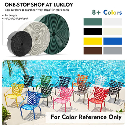 LukLoy 2" Wide 20ft Long Vinyl Straps for Patio Chairs Repair DIY + 20 Rivets, Replacement Straps for Lawn Chairs Patio Garden Balcony Outdoor Lounge Dining Furniture Repair, Blue