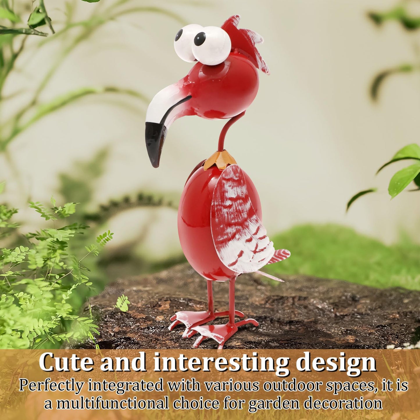 bigjvbfv Metal Decor Yard Art, Cute Outside Garden Decoration for Home, Rust Resistant Weatherproof Outdoor Garden Statues for Patio, Lawn, Multi Scene Ornamentation (Red)