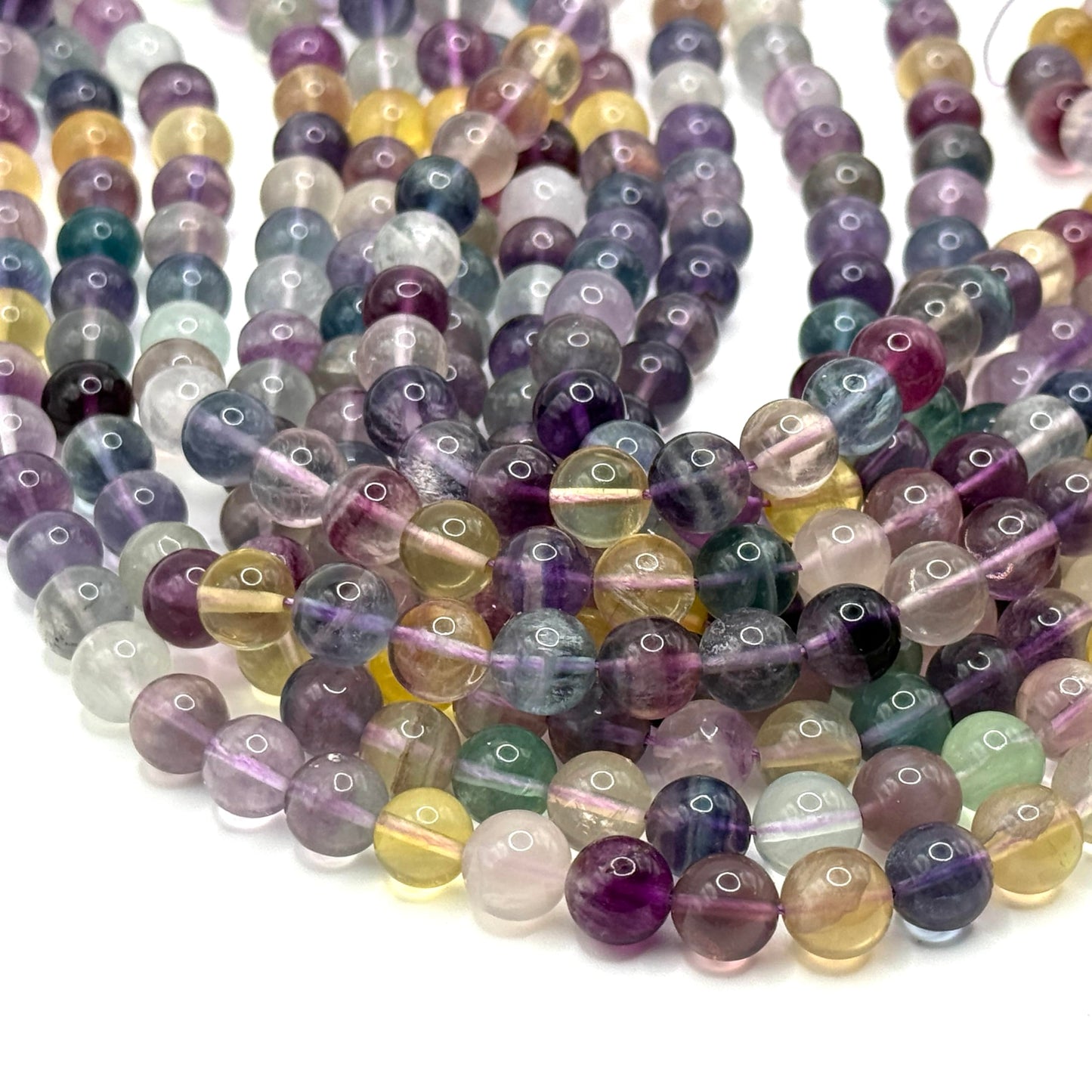 ABCGEMS Aqua Prism Fluorite Beads from Mexico (Authentic Quad Color - No Dye, Just Earth) Beading Supplies - Loose Beads for Jewelry Making - Smooth Round 10mm