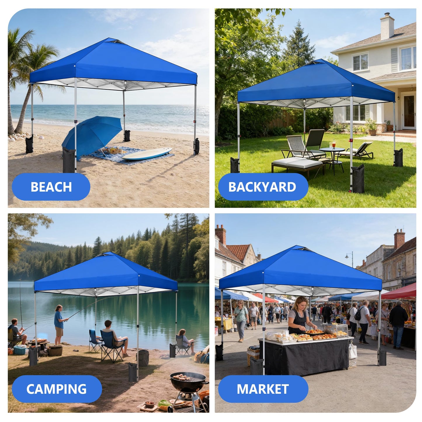 OLIXIS 10x10ft 1-Person Pop Up Canopy Tent, Heavy Duty One Push Setup Portable Outdoor Shelter for Beach Events Camping with Rolling Carry Bag, Navy Blue