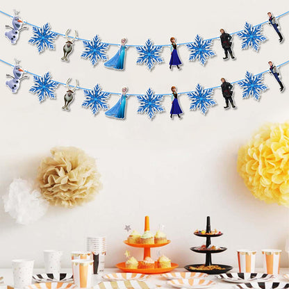 Frozn Garland Decoration – ICY Winter Theme Hanging Garland for Birthday Celebration Setup, Wall and Backdrop Display, Party Room Styling, Photo Area Decoration, and Cool Blue Themed Event Décor