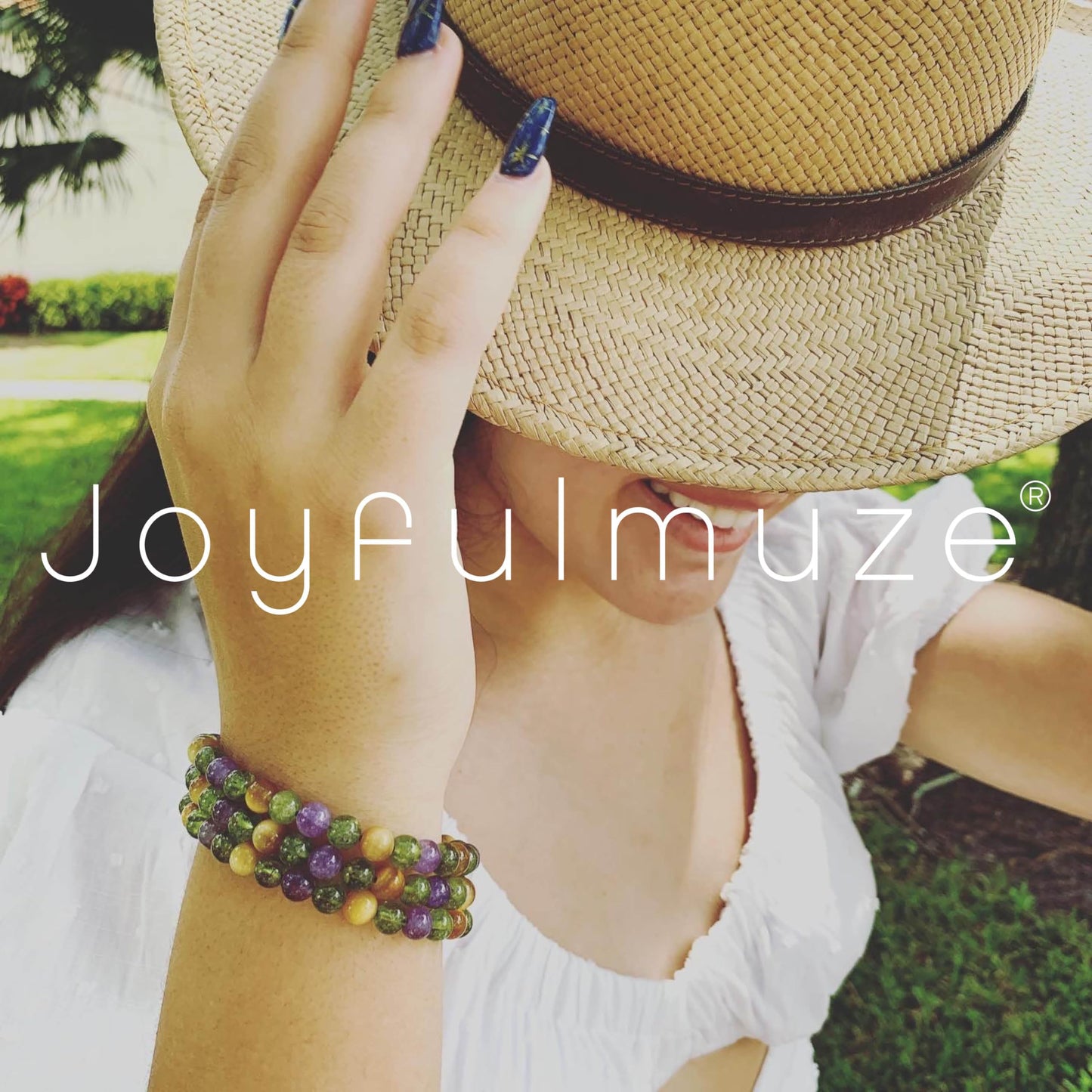 Joyfulmuze Green Peridot Yellow Tiger’s Eye Purple Amethyst, Gemstones Stretch Bracelet, Handmade Spiritual Jewelry, Healing Chakra Bracelet, Gifts for Women, 6mm, 7”(Peridot - Tiger’s Eye - Amethyst)