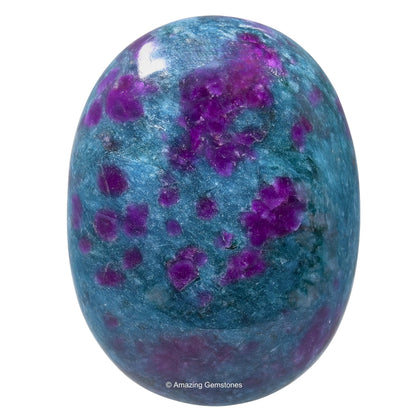 Amazing Gemstone Ruby in Kyanite Palm Stone - Massage Worry Stone for Natural Body Chakra Balancing, Reiki Healing and Crystal Grid
