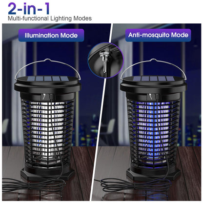 Solar Bug Zapper Outdoor & Indoor with 1.5W+4.5W Dual Solar Panel 2026, USB Rechargeable Electric Mosquito Zapper for Flies Gnats Moths, Fly Trap for Home, Patio, Backyard, Camping, Garden