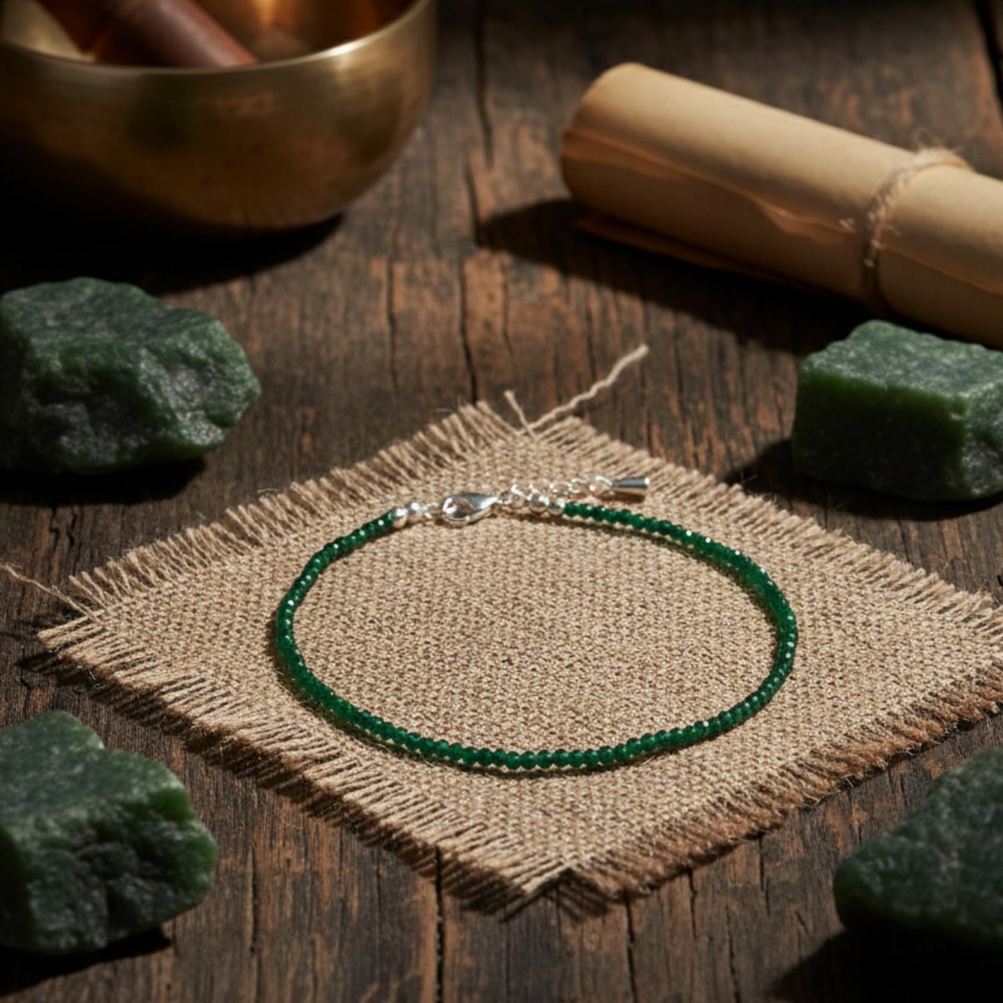 Authentic Green Jade Anklet for Women - Lab Tested Natural Gemstone Bracelet - 2mm Micro Faceted Beads - Adjustable 7 to 9 Inch Healing Crystal Foot Jewelry for Grounding & Root Chakra - Protection Gift for Her - Birthday Gift
