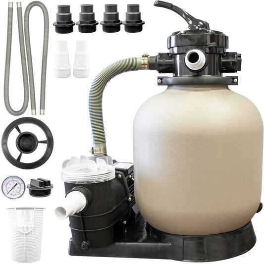 SWIMLINE Sand Filter Pump for Above Ground Pool - 14'', 0.43THP, 2400 GPH Pump flow rate, 4 way Multi port valve, Easy Installation