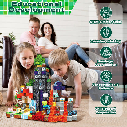 400 PCS Magnetic Blocks - Building Block for Kids, Stacking Magnet Cubes for Boys Girls, STEM Educational Montessori Magnetic Constructions Toys, Sensory Play Game Birthday Gifts Ages 3-12