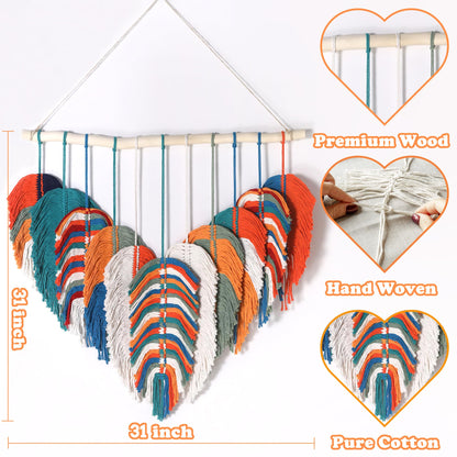 Amestrina Boho Tapestry for Bedroom, Boho Wall Decor for Bedroom, Large Wall Art for Living Room, Macrame Wall Hanging，Wall Tapestry for Living Room (Orange)