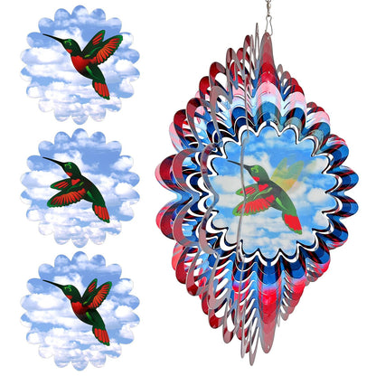 Eiryhope Hummingbird Animated Wind Spinner - 12In 3D Kinetic Hanging Sculpture, Creates Flying Hummingbird Animation Effect | Outdoor Garden Yard Decor, Unique Gift for Mom/Dad/Women/Men & Christmas
