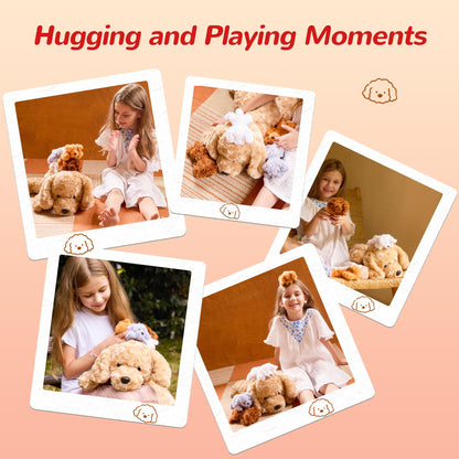5 Pieces Dog Stuffed Animals for Girls, 1 Mommy Dog with 4 Babies,Puppy Stuffed Animals Gifts for Girls 3 4 5 6 7 8 9 Years, Soft Plush Toys for Kids Christmas, Valentine's, Birthday, Children's Day