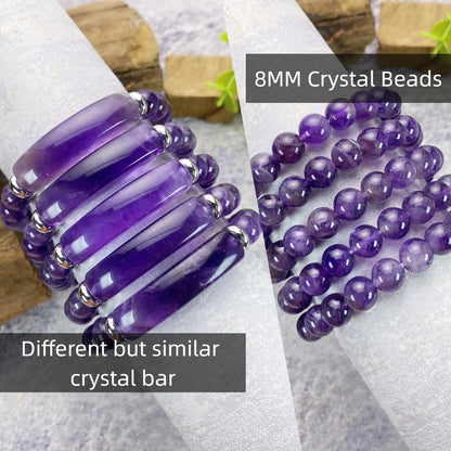 EDEN'S CALL 8mm Healing Crystal Beads Stretch Bracelet Handmade Good Luck Energy Chakra Stone Beaded Bangle, Amethyst