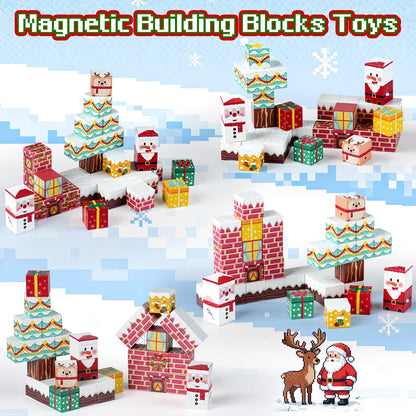 Magnetic Building Blocks for Kids Ages 3-8, STEM Magnetic Cubes Travel Toys with Iron Storage Box – Portable Sensory Learning for Toddlers, Fine Motor Skills Toy for Ages 3 4 5 6 7 8（Festival）