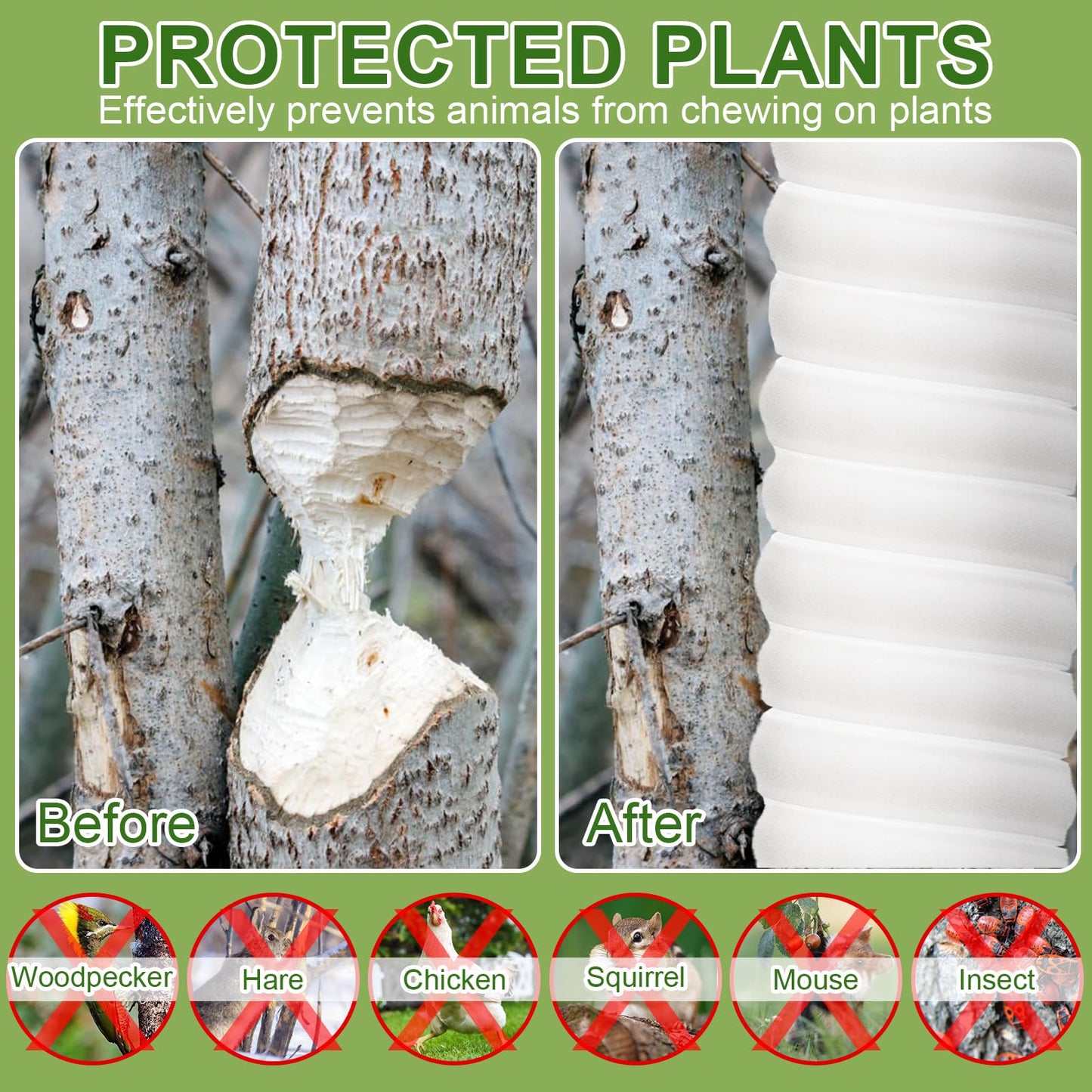 Aukney 20 Pcs Tree Trunk Protector-2 Size Plastic Spiral Tree Guard Tree Trunk Protector Wrap Tree Bark Protector Tube Tree Wraps to Protect Bark Tree Saplings from Rodents Rabbit Mowers (White)