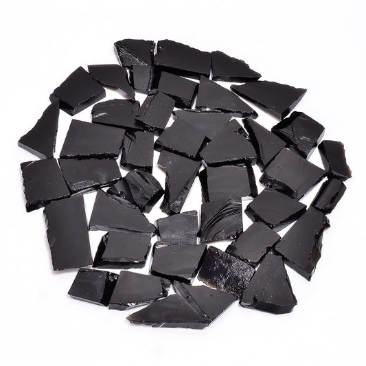 Natural Black Tourmaline Raw Slice Gemstone - Healing Crystals for DIY Jewelry Making -Loose Natural Cabochon -Perfect for Crafting Unique Jewelry Designs (5 pcs, 25-35 mm)