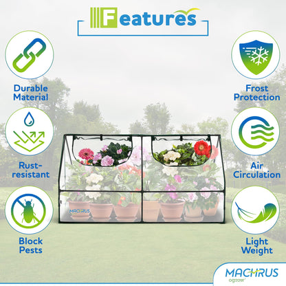 Ogrow Compact Garden Cloche, Mini Greenhouse, Seed Starter Plant Protector, Indoor and Outdoor Use, Portable Growing Dome for Herbs, Flowers, Vegetables, Clear Cover