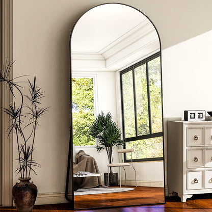 HARRITPURE 78" x 35" Arched Full-Length Mirror - Black Oversized Floor Mirror Free Standing Aluminum Frame Full Body Mirrors for Bedroom Cloakroom
