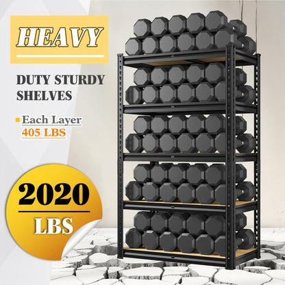 5 Tier Storage Shelves 2020LBS Garage Shelving,Adjustable Heavy Duty Metal Shelving Unit Utility Rack for Garage,Kitchen Pantry Shelf for Warehouse,Closet,Commercial,28" W x 12" D x 59.8" H,Black