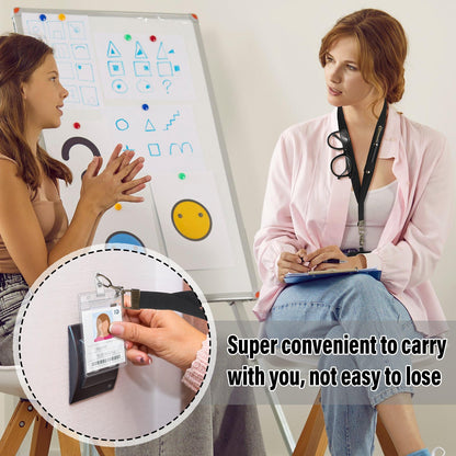 Relaxweex Teacher Lanyard with Pen Holder for ID Badges with Safety Breakaway Buckle for Phone Case Accessories Teacher Gift(Black,Solid)