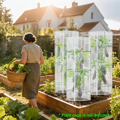 3 Pack Garden Netting for Round Plant Cage, 55" x 15" Tomato Cage Bird Netting Mesh Plant Cover with Zipper, Tomato Trellis Pest Barrier Garden Protection Net Cover for Climbing Plants Vegetables