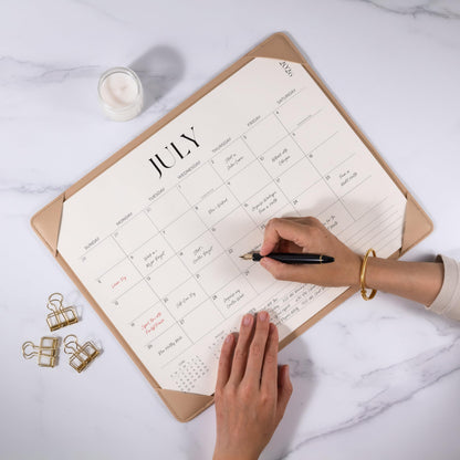 Simplified Desk Calendar 2026-2027 with Desktop Mat, Desk Pad Calendar from January 2026 to June 2027, 14 x 11 Inch, Desk Blotter Calendar for Home Office and School, Easy Planning, Apricot